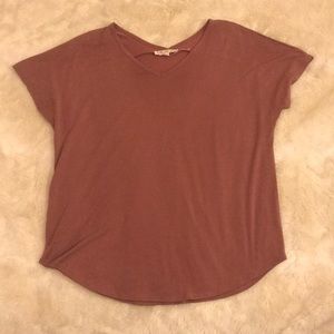 Boxy v neck muave/dusty rose t-shirt